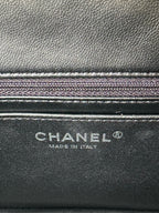 24c mini flap bag 20cm with top handle all black calfskin