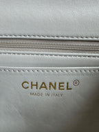 24c mini flap bag 20cm with top handle grey calfskin