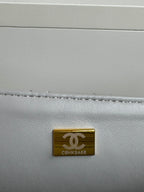 24c mini flap bag 20cm with top handle grey calfskin