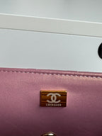 24c mini flap bag 20cm with top handle pink violet calfskin