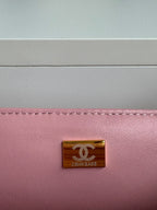 24c mini flap bag 20cm with top handle pink calfskin silver hardware