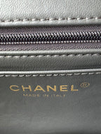 24c mini flap bag 20cm with top handle grey patent calfskin