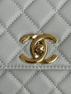coco handle medium 29cm grey quilted caviar leather gold hardware