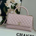 coco handle medium 29cm pastel pink quilted caviar leather gold hardware