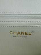 24c mini flap bag 20cm with top handle white lambskin