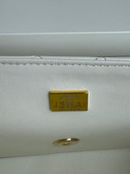 24c mini flap bag 20cm with top handle white lambskin
