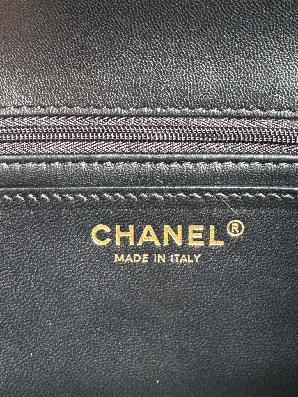 24c mini flap bag 20cm with top handle black lambskin
