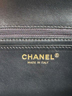 24c mini flap bag 20cm with top handle black lambskin