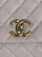coco handle medium 29cm pastel pink red quilted caviar leather gold hardware