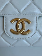CC 23C Small Hobo Bag 21.5 Light Cloud Blue Lambskin Gold Hardware