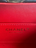 SMALL BOX BAG 18 IN BLACK LAMBSKIN GOLD HARDWARE