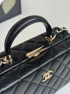 SMALL BOX BAG 18 IN BLACK LAMBSKIN GOLD HARDWARE
