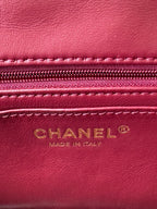 MINI FLAP BAG 20 IN MAHOGANY RED GLOSSY CALFSKIN GOLD HARDWARE