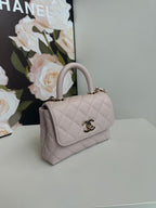 CC 24K Coco Handle Nano 14.5cm Light Pink Grained Calfskin Gold Hardware