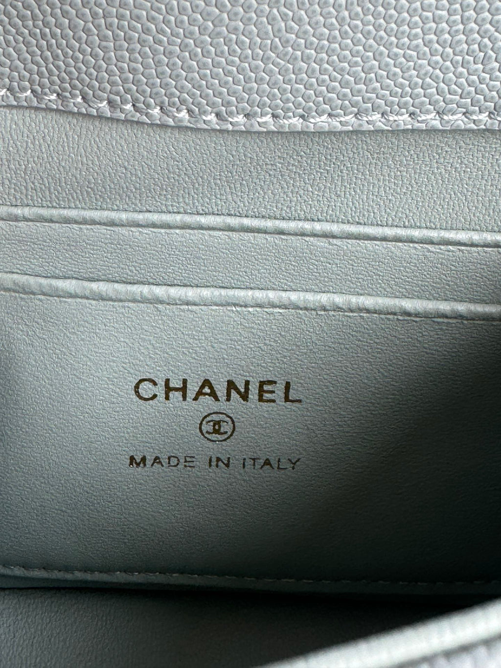 CC 24K Coco Handle Nano 14.5cm Cloud Blue Grained Calfskin Gold Hardware