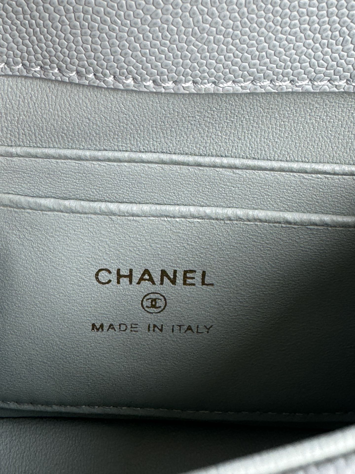 CC 24K Coco Handle Nano 14.5cm Cloud Blue Grained Calfskin Gold Hardware
