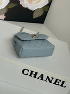 CC 24K Coco Handle Nano 14.5cm Cloud Blue Grained Calfskin Gold Hardware