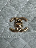 CC 24K Coco Handle Nano 14.5cm Cloud Blue Grained Calfskin Gold Hardware