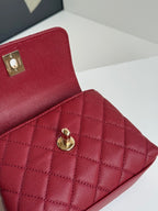 CC 24K Coco Handle Nano 14.5cm Burgundy Grained Calfskin Gold Hardware