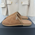 CC Brown Suede Gold Chain Mules