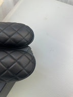 CC Black Lambskin Gold Chain Mules