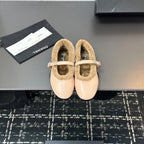CC 2025 Puffer Ballet Flat With Strap Beige Sheepskin Fur 529344