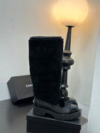 CC Coco Neige 2025/26 High Boots Black Shearling Lambskin Patent Leather 529339