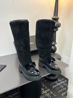 CC Coco Neige 2025/26 High Boots Black Shearling Lambskin Patent Leather 529339