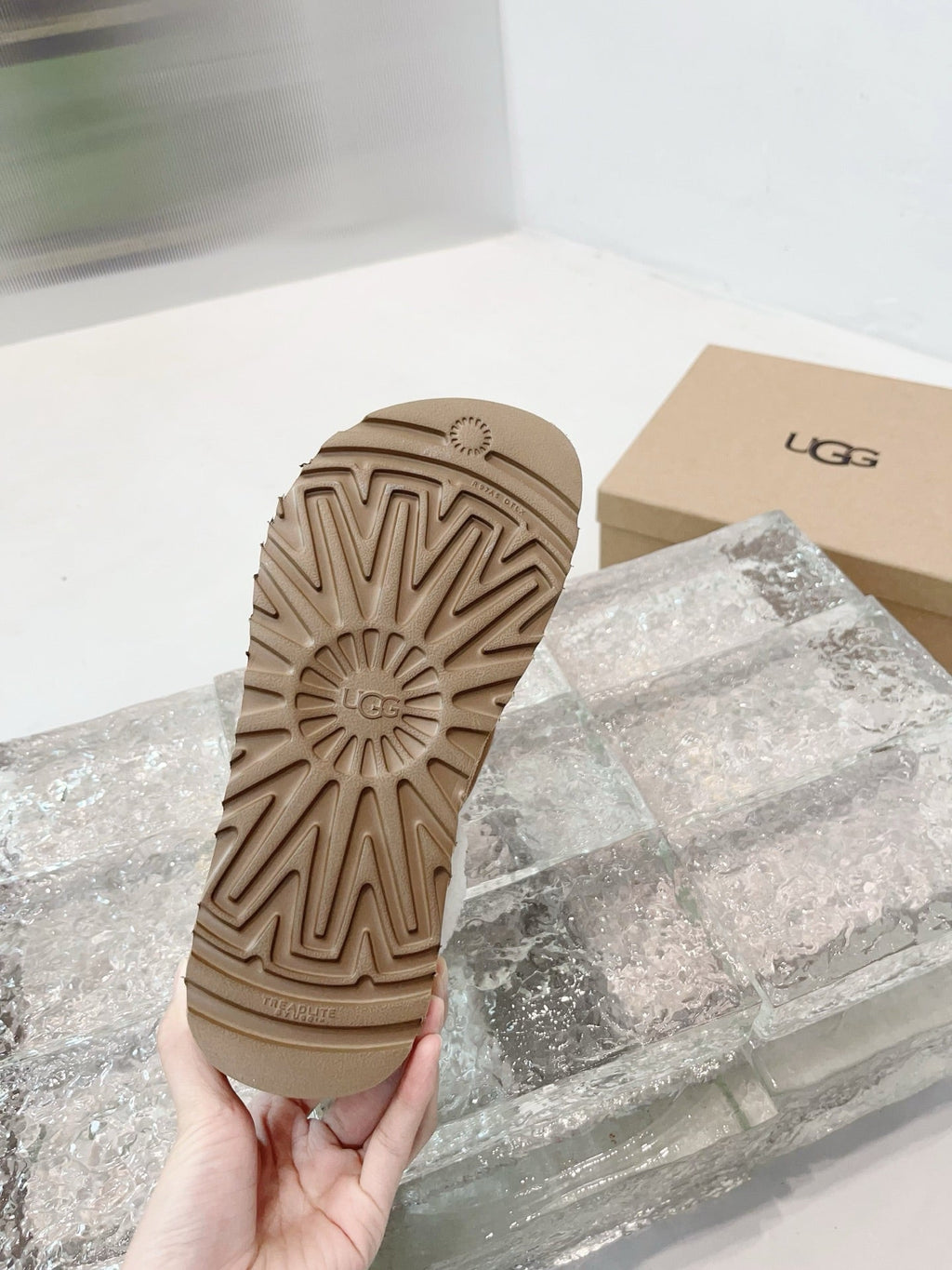 UGG Platform Ankle Puffer Brown Suede 522274
