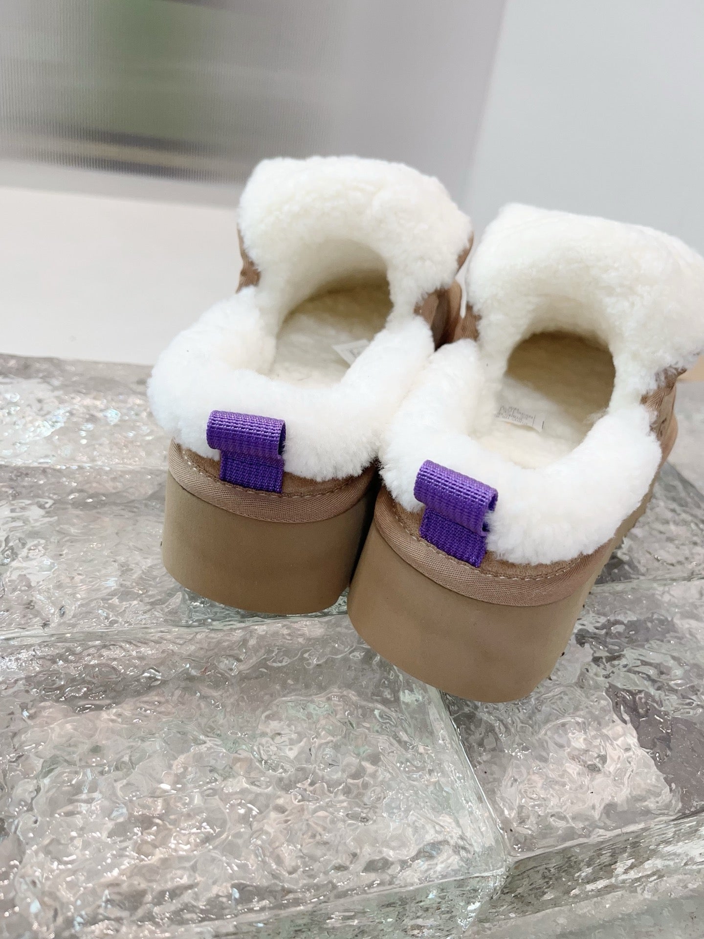 UGG Platform Ankle Puffer Brown Suede 522274