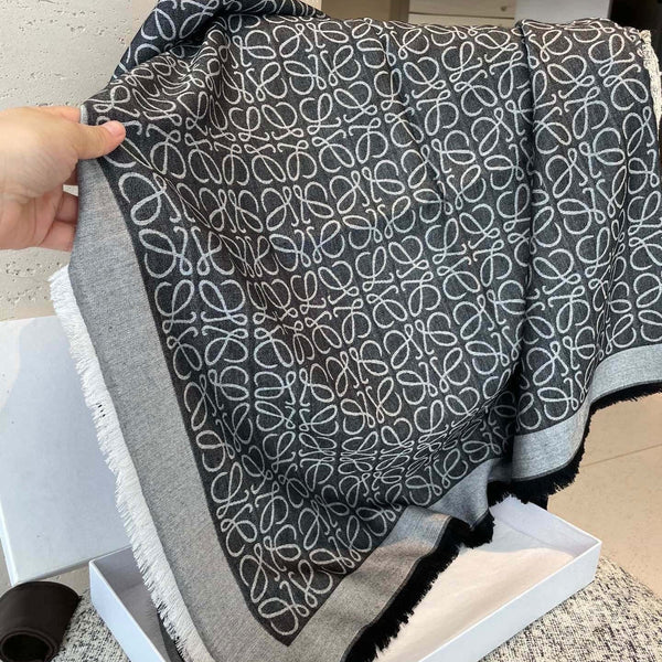 Loewe Scarf 140CM Black Gray Cashmere 100112