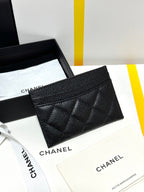 CC Classic Card Holder Black Quilted Caviar Gold Buckle 243696