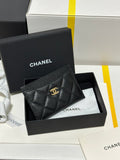CC Classic Card Holder Black Quilted Caviar Gold Buckle 243696