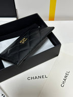 CC Classic Card Holder Black Quilted Caviar Gold Buckle 243696