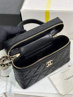 CC 25C Vanity Case 19.5cm Black Calfskin Light Gold Hardware 243640