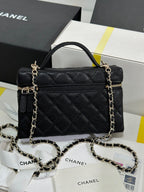 CC 25C Vanity Case 19.5cm Black Calfskin Light Gold Hardware 243640