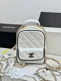 CC 25P Mini Backpack 18 White Black Lambskin Gold Hardware 243521