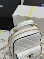 CC 25P Mini Backpack 18 White Black Lambskin Gold Hardware 243521