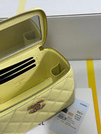 CC 25C Vanity Case 17cm Yellow Caviar Leather Heart Rhinestone Light Gold Hardware 243418