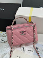 CC 25P Vanity Case 17cm Pink Pastel Leather Silver Hardware 243463