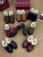 Gucci FW 25 Horsebit Suede Clog Brown Suede with Shearling 506448