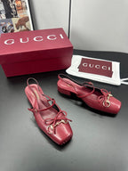 GG 26s Horsebit Slingback 2.5cm Burgundy Sheepskin 688314