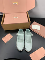 Miu 26s Drill Ballerinas Light Blue Canvas 688281