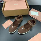Miu 26s Drill Ballerinas Coffee Canvas 688282