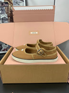 Miu 26s Drill Ballerinas Brown Canvas 688283
