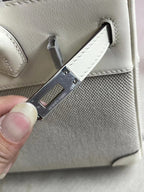 HM Quadrille Birkin 25cm White Swift Leather Grey Toile