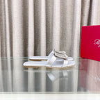 Viv 25 Diamond Flat Slippers Silver Cowhide 283037