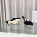 Jimmy Choo Saeda Pumps Black Mesh Lambskin 668535