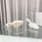 Jimmy Choo Saeda Pumps Ivory Mesh Lambskin 668536