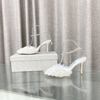 Jimmy Choo Saeda Pumps Ivory Mesh Lambskin 668536